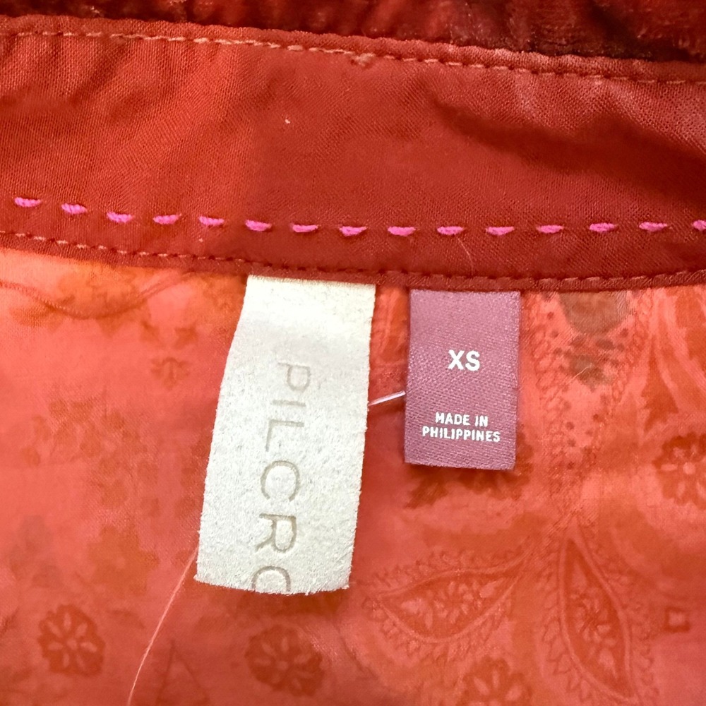 Pilcro The Hadley Velvet Relaxed‎ Button Down Shirt Burnt Orange Women's XS - Picture 6 of 11
